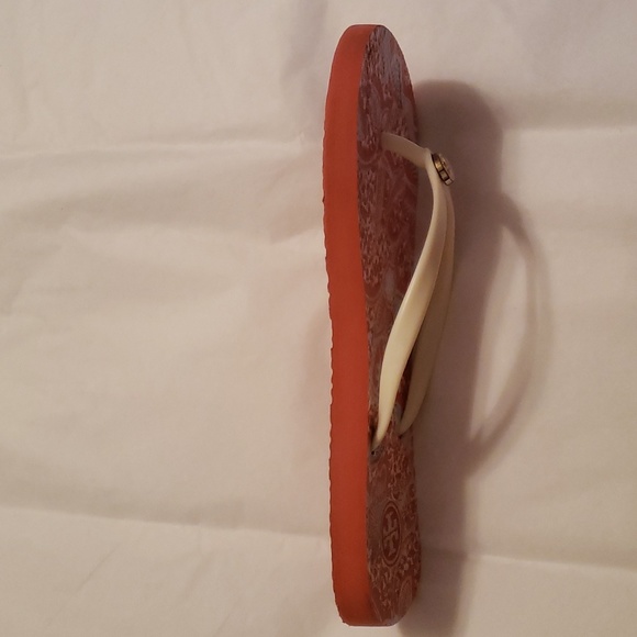 Tory Burch Flip Flops Bone Thong Coral Floral Print SZ 7 - Picture 7 of 8